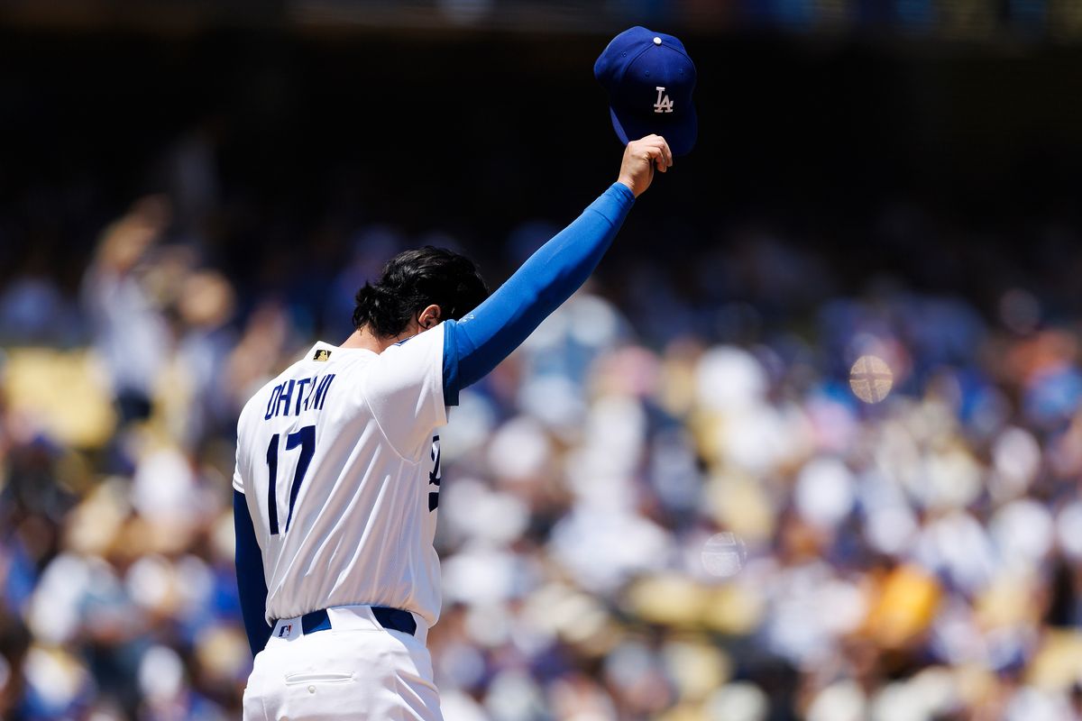 Shohei Ohtani #17 of the Los Angeles Dodgers reacts during the game against the Tampa Bay Rays at Dodger Stadium on June 17, 2026 in Los Angeles, California. Shohei Ohtani #17 of the Los Angeles Dodgers reacts during the game against the Tampa Bay Rays at Dodger Stadium on June 17, 2026 in Los Angeles, California.