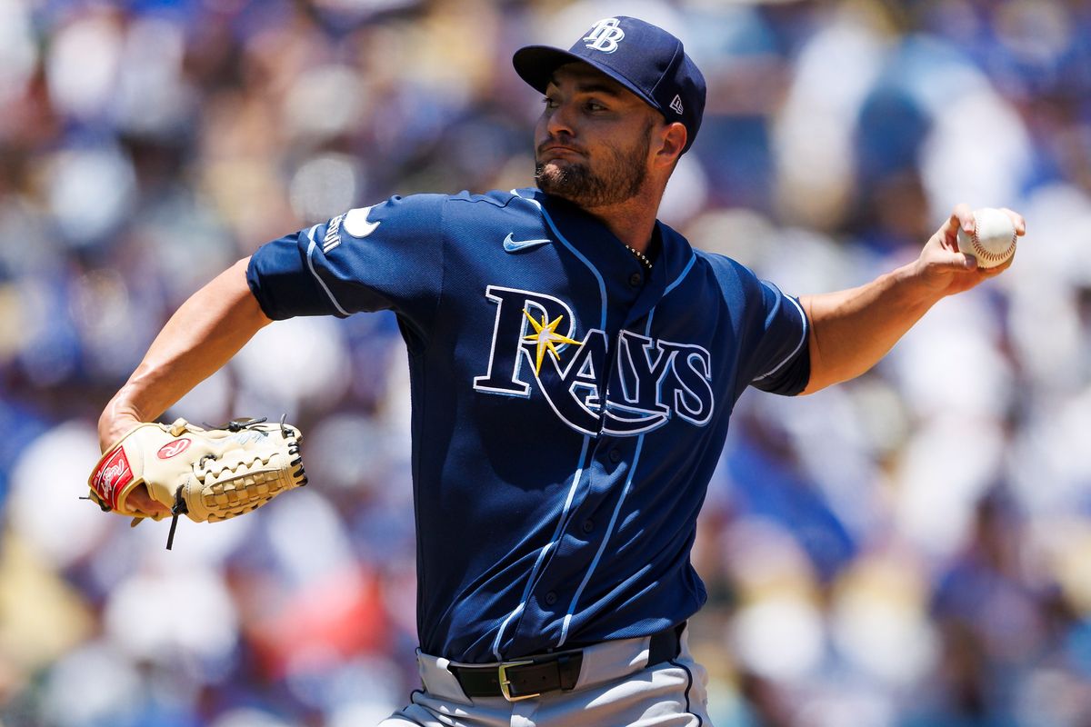 Shane McClanahan #18 of the Tampa Bay Rays pitches during the game against the Los Angeles Dodgers at Dodger Stadium on June 17, 2026 in Los Angeles, California. Shane McClanahan #18 of the Tampa Bay Rays pitches during the game against the Los Angeles Dodgers at Dodger Stadium on June 17, 2026 in Los Angeles, California.