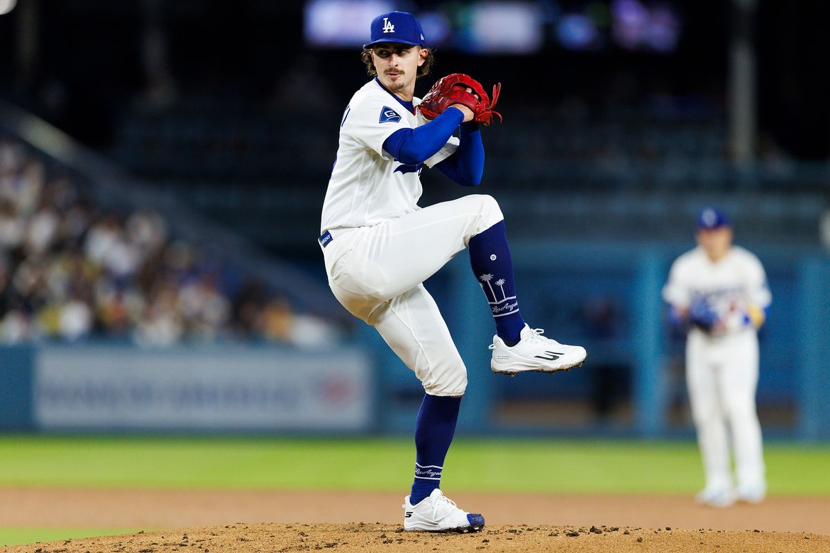 Justin Wrobleski #70 of the Los Angeles Dodgers pitches during the game against the Washington Nationals at Dodger Stadium on September 6, 2026 in Los Angeles, California. Justin Wrobleski #70 of the Los Angeles Dodgers pitches during the game against the Washington Nationals at Dodger Stadium on September 6, 2026 in Los Angeles, California.