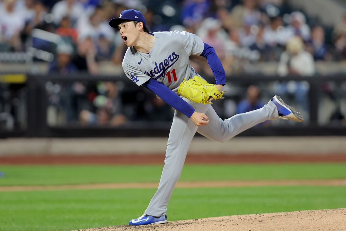 Jul 24, 2026; New York City, New York, USA; Los Angeles Dodgers starting pitcher Roki Sasaki (11) follows through on a pitch against the New York Mets during the fourth inning at Citi Field. Mandatory Credit: Brad Penner-Imagn Images Jul 24, 2026; New York City, New York, USA; Los Angeles Dodgers starting pitcher Roki Sasaki (11) follows through on a pitch against the New York Mets during the fourth inning at Citi Field. Mandatory Credit: Brad Penner-Imagn Images