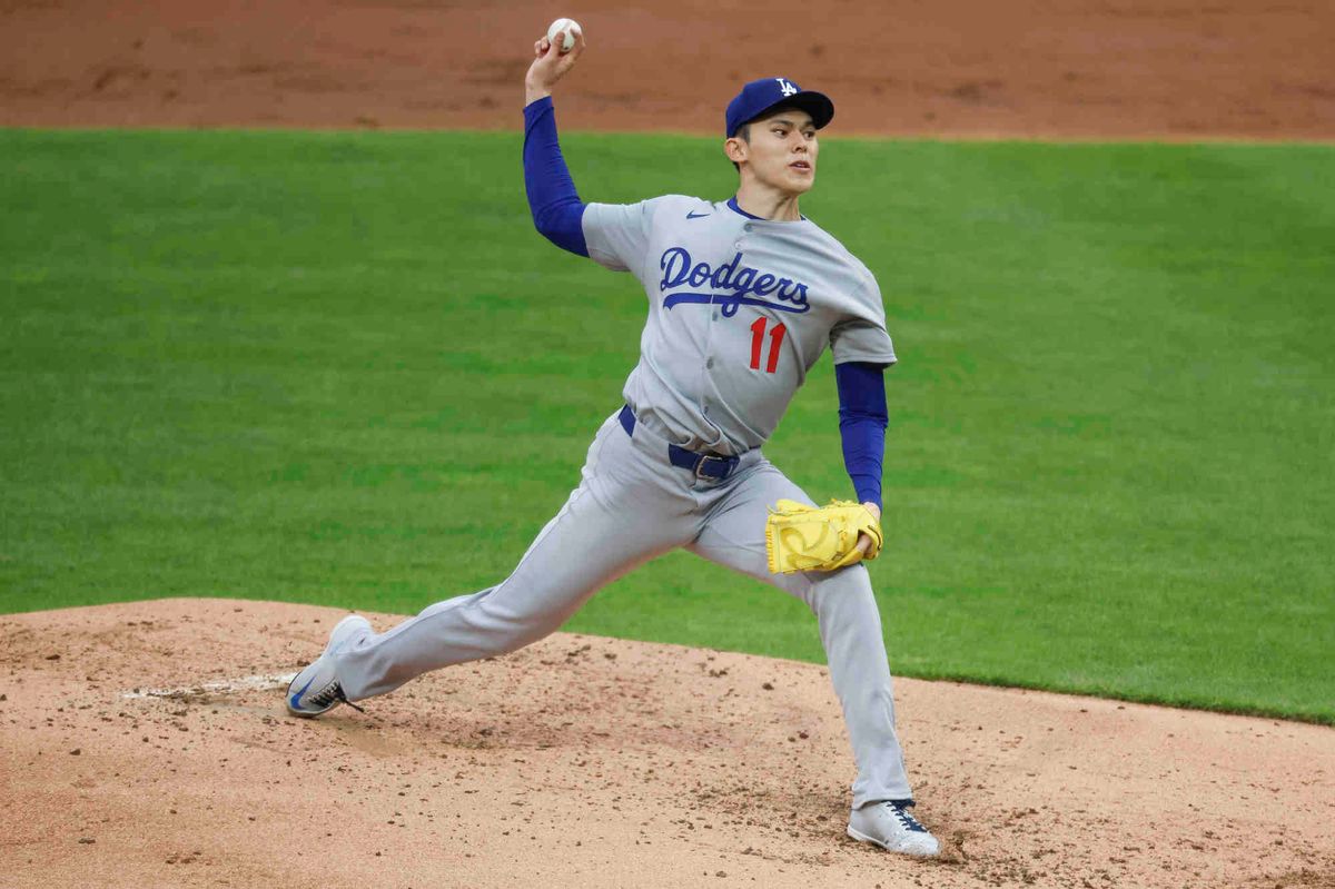 Roki Sasaki #11 of the Los Angeles Dodgers throws a pitch in the third inning during a game against the Philadelphia Phillies at Citizens Bank Park on April 5, 2025 in Philadelphia, Pennsylvania.