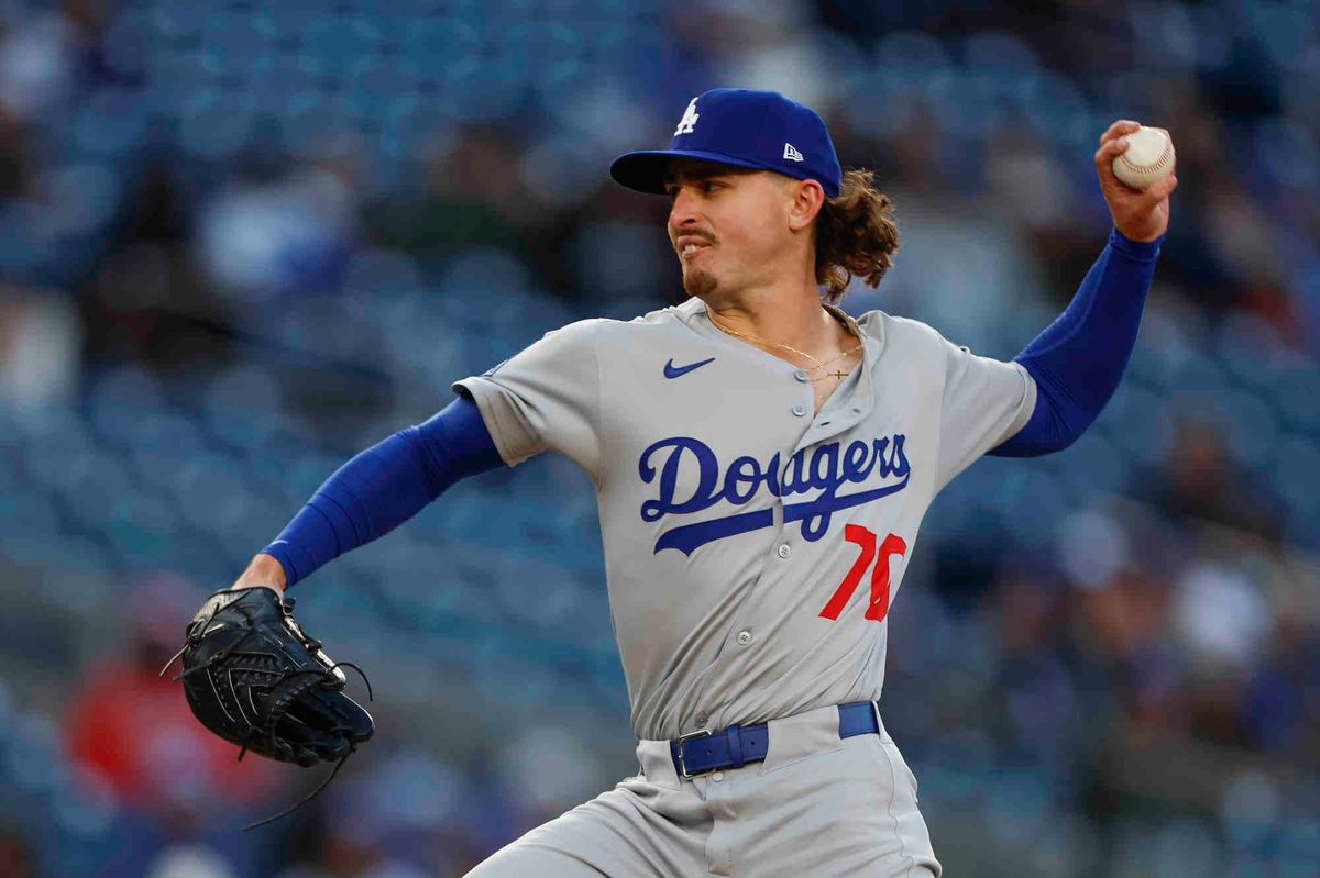 Justin Wrobleski #70 of the Los Angeles Dodgers throws a pitch in the first inning during a game against the Washington Nationals at Nationals Park on April 08, 2025 in Washington, DC. Justin Wrobleski #70 of the Los Angeles Dodgers throws a pitch in the first inning during a game against the Washington Nationals at Nationals Park on April 08, 2025 in Washington, DC.