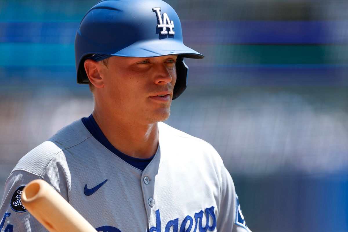 Alex Call #12 of the Los Angeles Dodgers against the Tampa Bay Rays at George M. Steinbrenner Field on August 03, 2025 in Tampa, Florida.