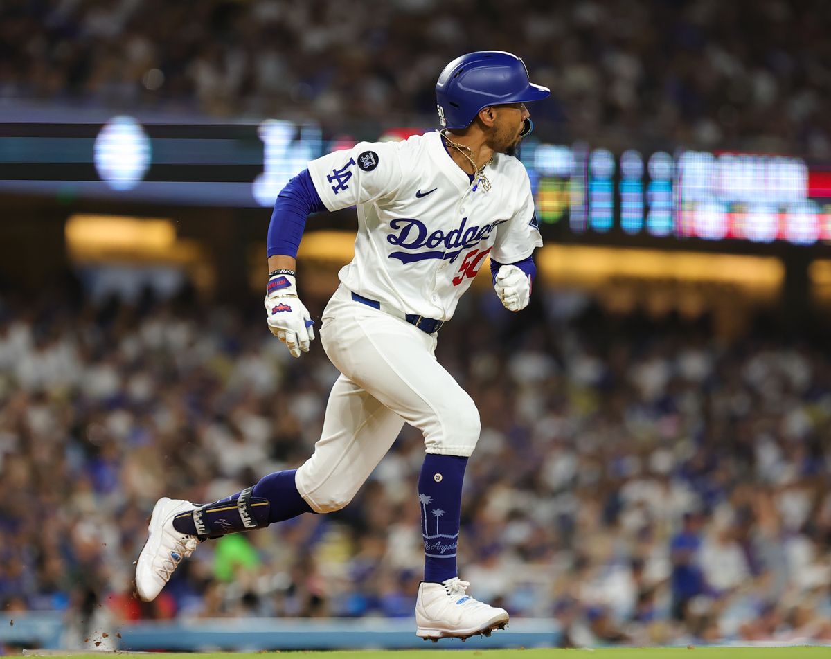 #50 Mookie Betts of the Los Angeles Dodgers runs the bases during an MLB baseball game against the Arizona Diamonbacks on August 29, 2025 in Los Angeles, CA. #50 Mookie Betts of the Los Angeles Dodgers runs the bases during an MLB baseball game against the Arizona Diamonbacks on August 29, 2025 in Los Angeles, CA.