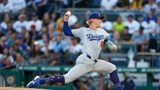 Emmet Sheehan #80 pitches against the Pirates at PNC Park on September 03, 2025 in Pittsburgh.