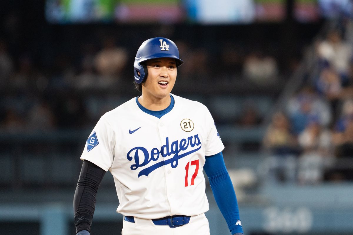 Los Angeles Dodgers designated hitter Shohei Ohtani (17) during an MLB baseball game against the Philadelphia Phillies, Monday September 15th, 2025 in Los Angeles, California. 
