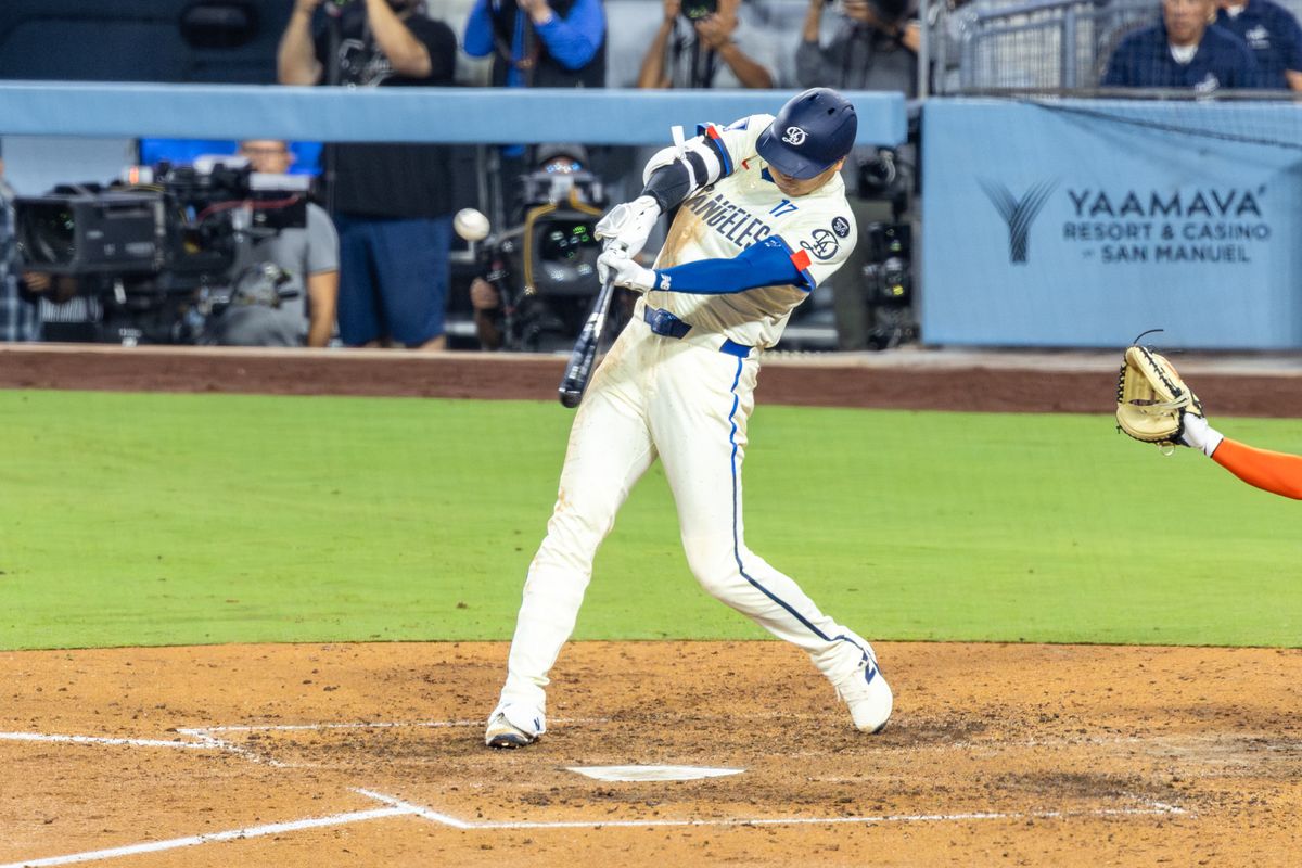 Shohei Ohtani #17 of the Los Angeles Dodgers hits a home run during an MLB game against the San Francisco Giants at Dodger Stadium on September 20, 2025 in Los Angeles, California. Shohei Ohtani #17 of the Los Angeles Dodgers hits a home run during an MLB game against the San Francisco Giants at Dodger Stadium on September 20, 2025 in Los Angeles, California.