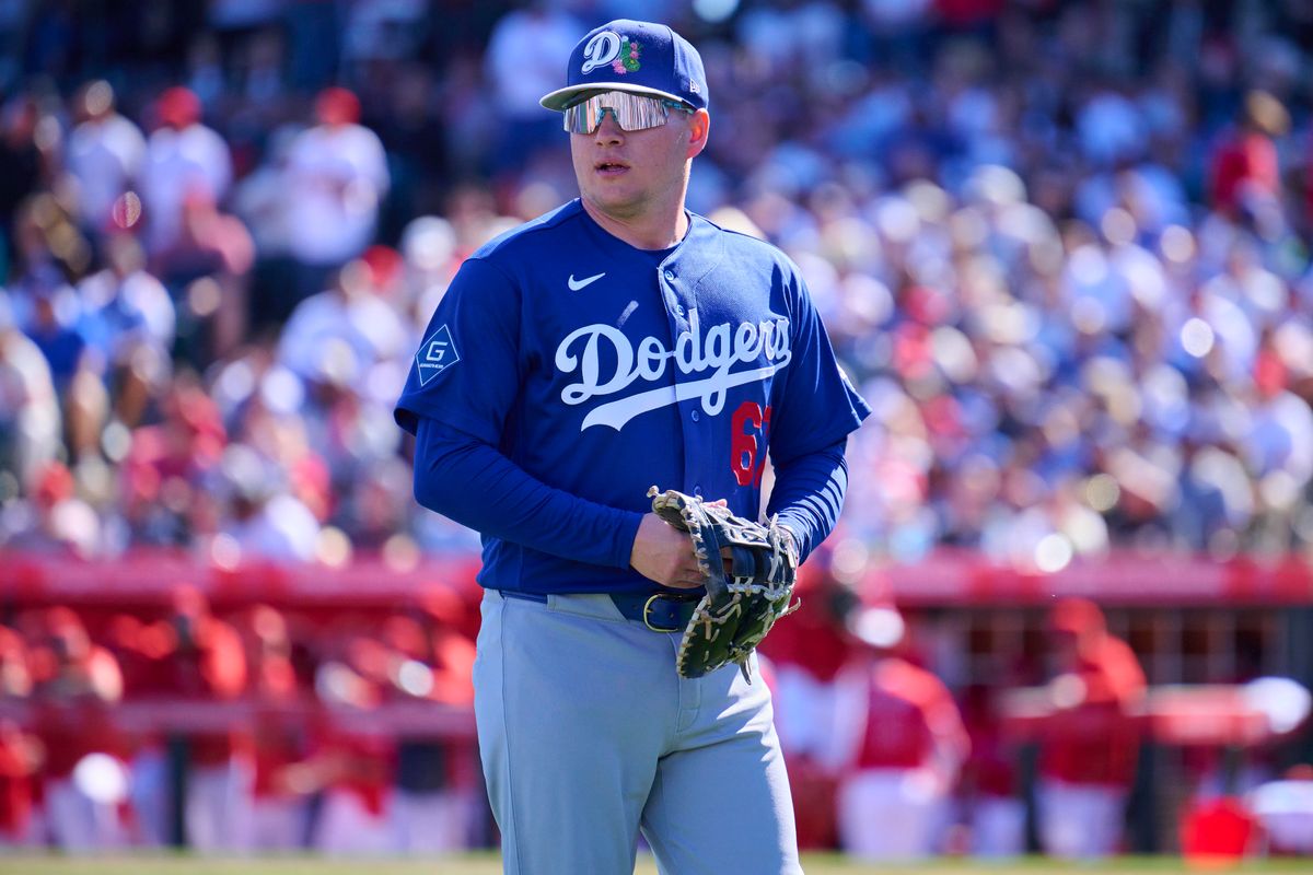 The Los Angeles Dodgers outfielder Ryan Ward (67) on field against the Los Angeles Angels, February 21st, 2026 in Tempe Arizona. The Los Angeles Dodgers outfielder Ryan Ward (67) on field against the Los Angeles Angels, February 21st, 2026 in Tempe Arizona.