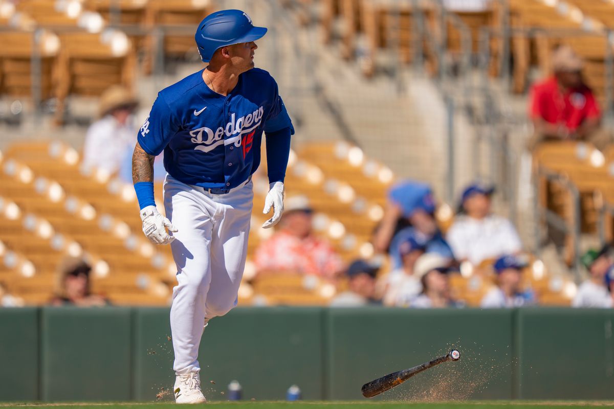 Los Angeles Dodgers infielder Nick Senzel (15) running the bases after hitting a homerun during an MLB spring training baseball game against the San Fransisco Giants on March 18th, 2026 in Glendale, AZ.
