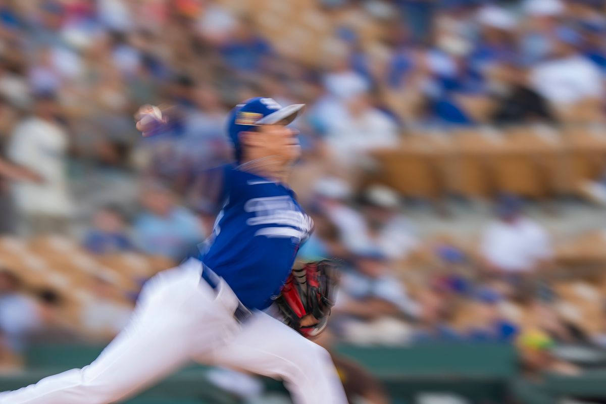 Los Angeles Dodgers pitcher Yoshinobu Yamamoto (18) pitching during an MLB spring training baseball game against the San Diego Padres on March 20th, 2026 in Glendale, AZ. Los Angeles Dodgers pitcher Yoshinobu Yamamoto (18) pitching during an MLB spring training baseball game against the San Diego Padres on March 20th, 2026 in Glendale, AZ.