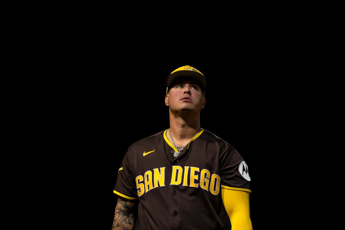 San Diego Padres outfielder returning to the dugout during an MLB spring training baseball game against the Los Angeles Dodgers on March 20th, 2026 in Glendale, AZ. San Diego Padres outfielder returning to the dugout during an MLB spring training baseball game against the Los Angeles Dodgers on March 20th, 2026 in Glendale, AZ.