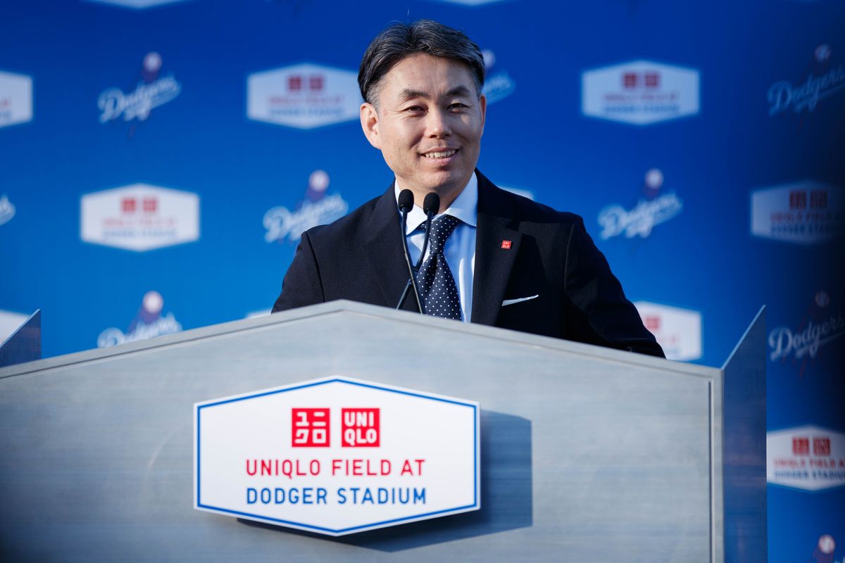 UNIQLO executive Koji Yanai speaks during a UNIQLO partnership press conference on March 25, 2026 in Los Angeles, California.