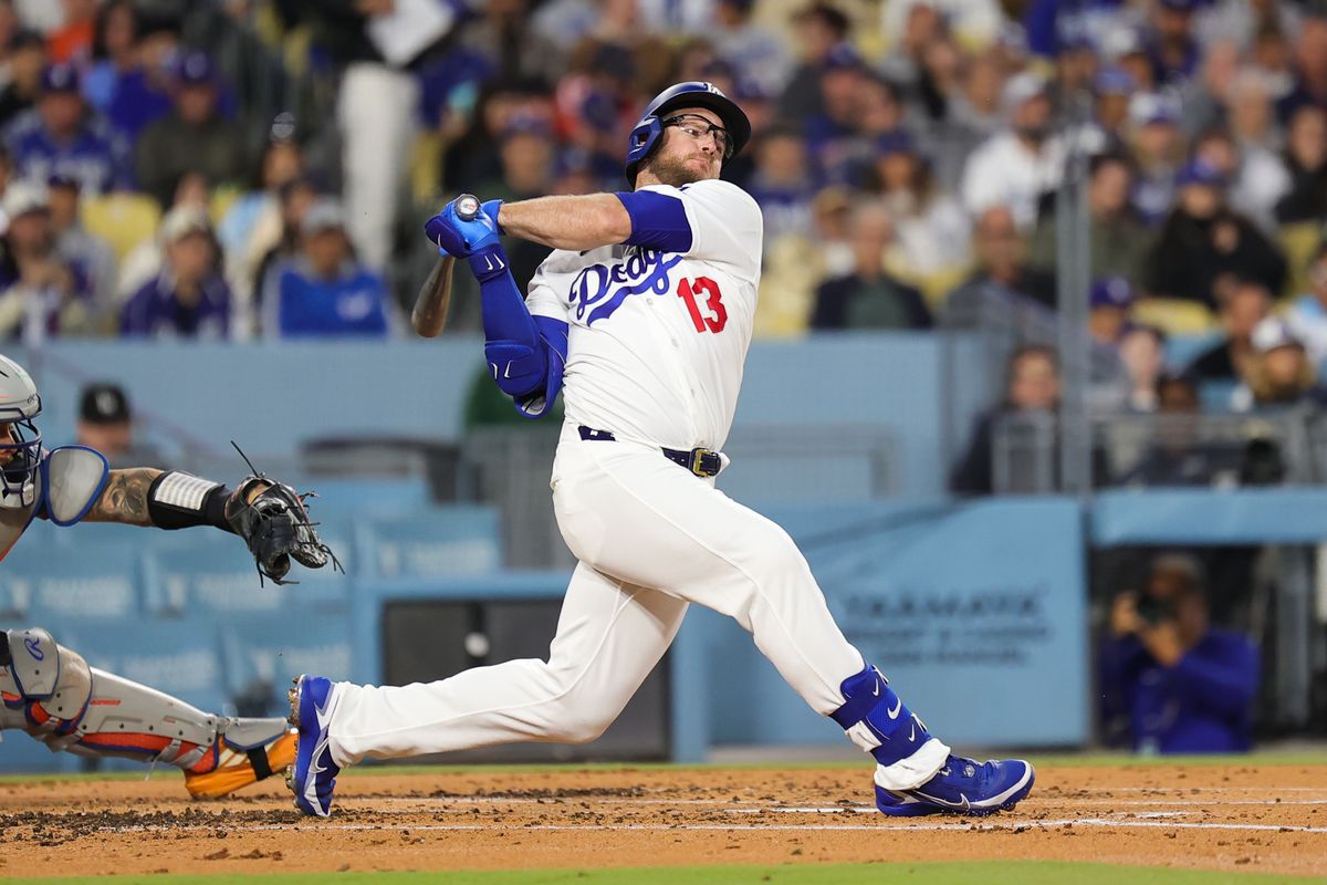 Max Muncy #13 of the Los Angeles Dodgers at bat during an MLB game against the New York Mets on April 13, 2026 in Los Angeles, CA. Max Muncy #13 of the Los Angeles Dodgers at bat during an MLB game against the New York Mets on April 13, 2026 in Los Angeles, CA.