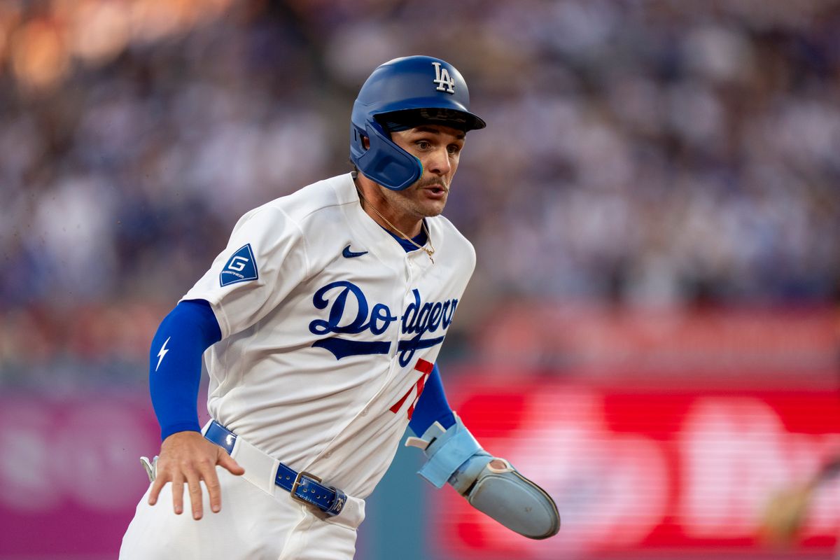 Los Angeles Dodgers infielder Alex Freeland (76) running bases during an MLB baseball game against the Baltimore Orioles on June 19th, 2026 in Los Angeles, CA.
