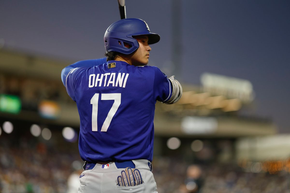 Shohei Ohtani #17 of the Los Angeles Dodgers stands on deck against the Athletics at Sutter Health Park on June 29, 2026 in Sacramento, California. 