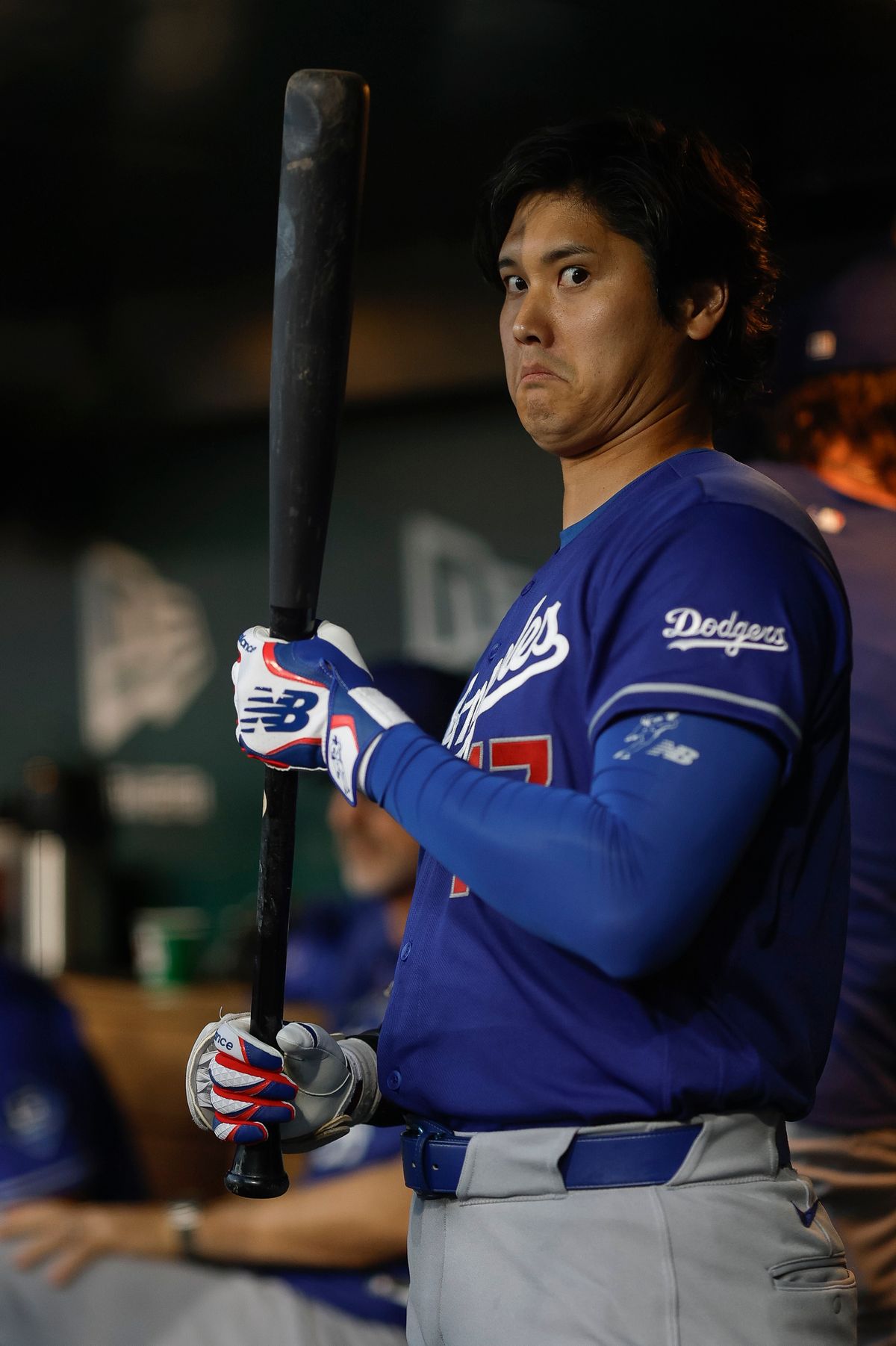 Shohei Ohtani #17 of the Los Angeles Dodgers in the dugout against the Athletics at Sutter Health Park on July 1, 2026 in Sacramento, California. Shohei Ohtani #17 of the Los Angeles Dodgers in the dugout against the Athletics at Sutter Health Park on July 1, 2026 in Sacramento, California.