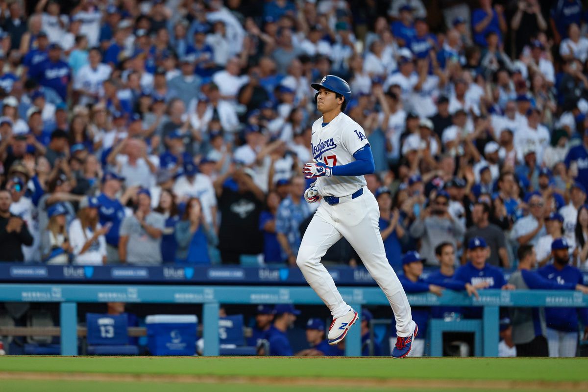Shohei Ohtani #17 of the Los Angeles Dodgers hits a two-run home run against the Colorado Rockies at Dodger Stadium on July 06, 2026 in Los Angeles, California. Shohei Ohtani #17 of the Los Angeles Dodgers hits a two-run home run against the Colorado Rockies at Dodger Stadium on July 06, 2026 in Los Angeles, California.