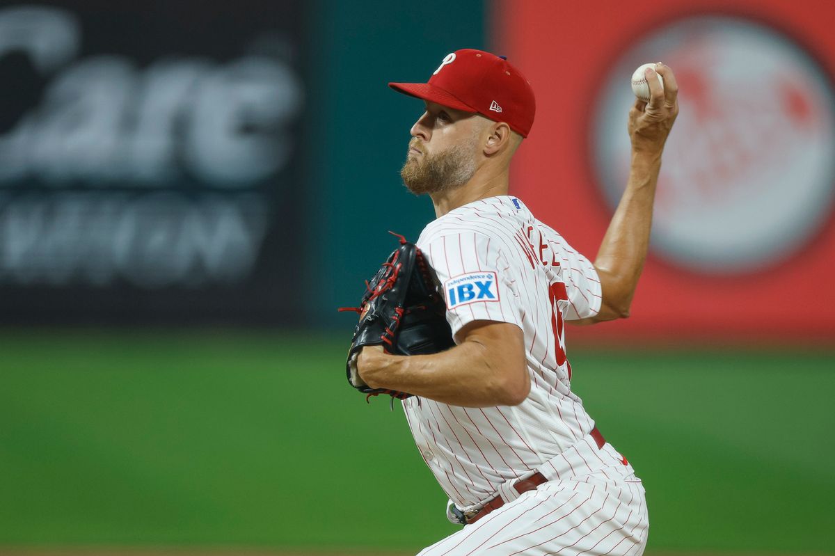 Zack Wheeler #45 of the Philadelphia Phillies pitches against the Los Angeles Dodgers at Citizens Bank Park on July 21, 2026 in Philadelphia, Pennsylvania. Zack Wheeler #45 of the Philadelphia Phillies pitches against the Los Angeles Dodgers at Citizens Bank Park on July 21, 2026 in Philadelphia, Pennsylvania.