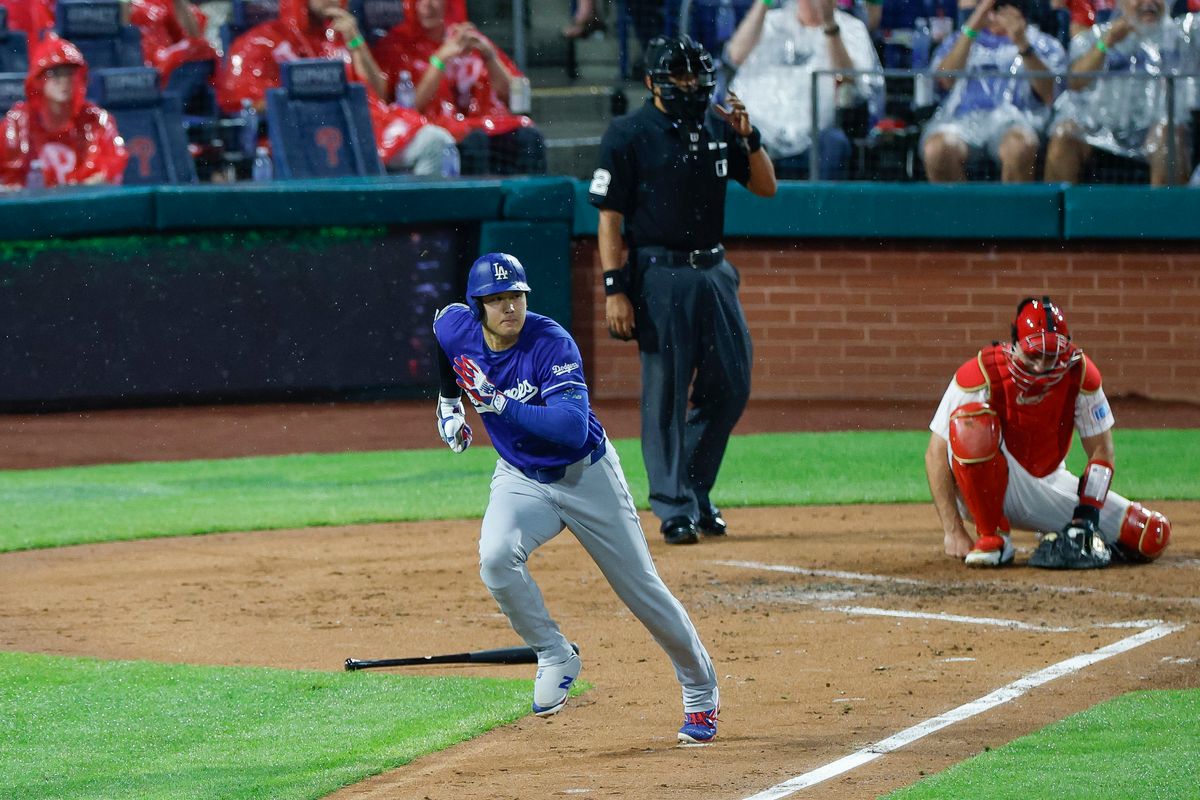 Shohei Ohtani #17 of the Los Angeles Dodgers runs up the line on a single against the Philadelphia Phillies at Citizens Bank Park on July 21, 2026 in Philadelphia, Pennsylvania. Shohei Ohtani #17 of the Los Angeles Dodgers runs up the line on a single against the Philadelphia Phillies at Citizens Bank Park on July 21, 2026 in Philadelphia, Pennsylvania.