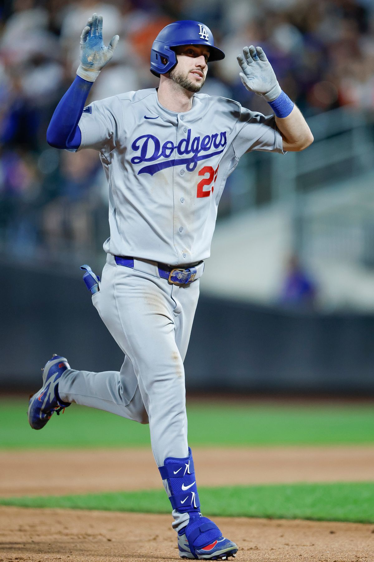 Kyle Tucker #23 of the Los Angeles Dodgers celebrates his home run against the New York Mets at Citi Field on July 24, 2026 in New York, New York. Kyle Tucker #23 of the Los Angeles Dodgers celebrates his home run against the New York Mets at Citi Field on July 24, 2026 in New York, New York.