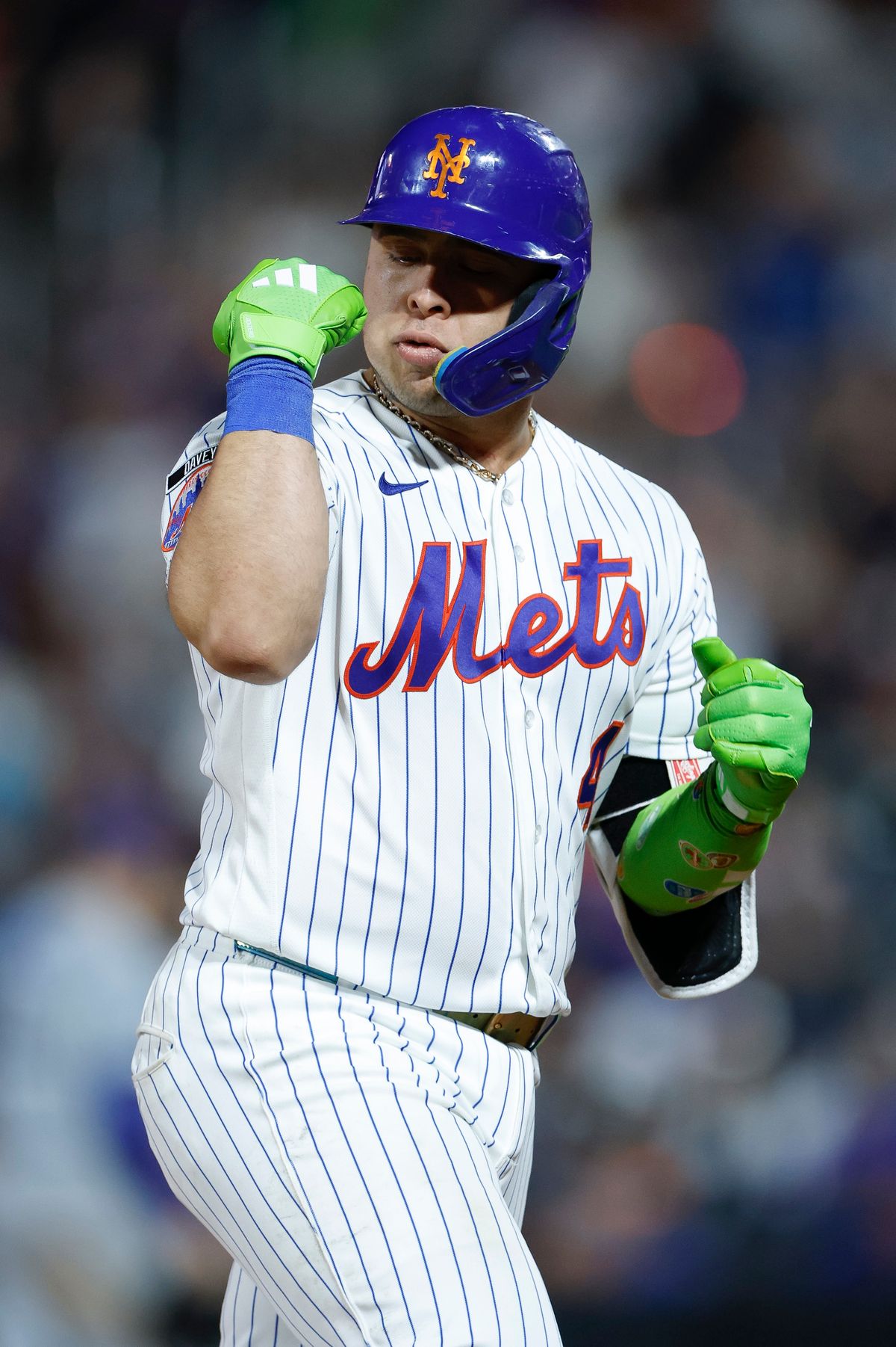 Francisco Alvarez #4 of the New York Mets celebrates his home run against the Los Angeles Dodgers at Citi Field on July 24, 2026 in New York, New York. Francisco Alvarez #4 of the New York Mets celebrates his home run against the Los Angeles Dodgers at Citi Field on July 24, 2026 in New York, New York.