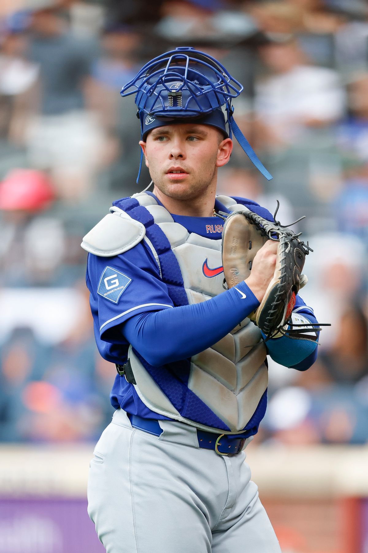 Dalton Rushing #68 of the Los Angeles Dodgers looks on against the New York Mets at Citi Field on July 26, 2026 in New York, New York. Dalton Rushing #68 of the Los Angeles Dodgers looks on against the New York Mets at Citi Field on July 26, 2026 in New York, New York.
