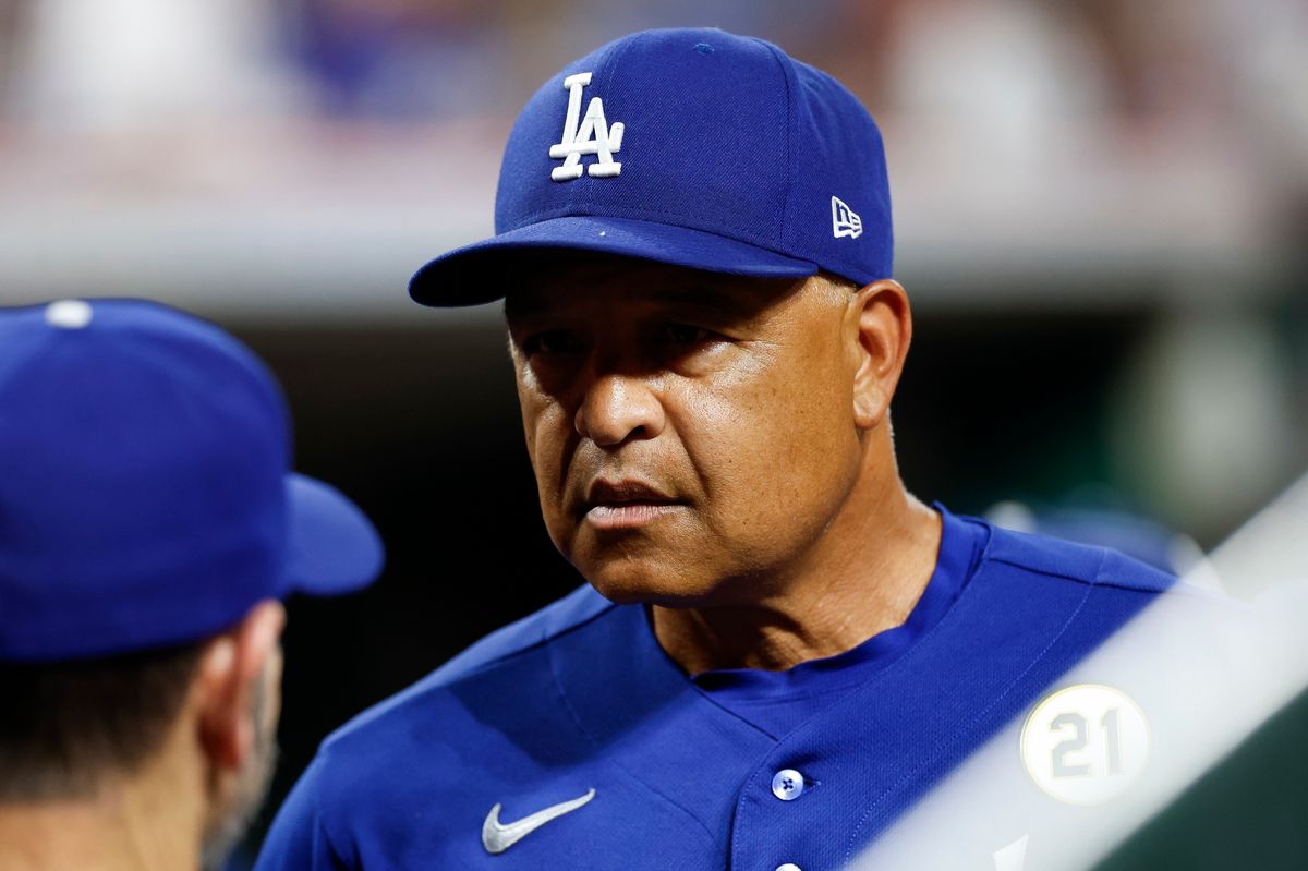 Manager Dave Roberts #30 of the Los Angeles Dodgers in the dugout against the Cincinnati Reds at Great American Ball Park on September 15, 2026 in Cincinnati, Ohio. Manager Dave Roberts #30 of the Los Angeles Dodgers in the dugout against the Cincinnati Reds at Great American Ball Park on September 15, 2026 in Cincinnati, Ohio.