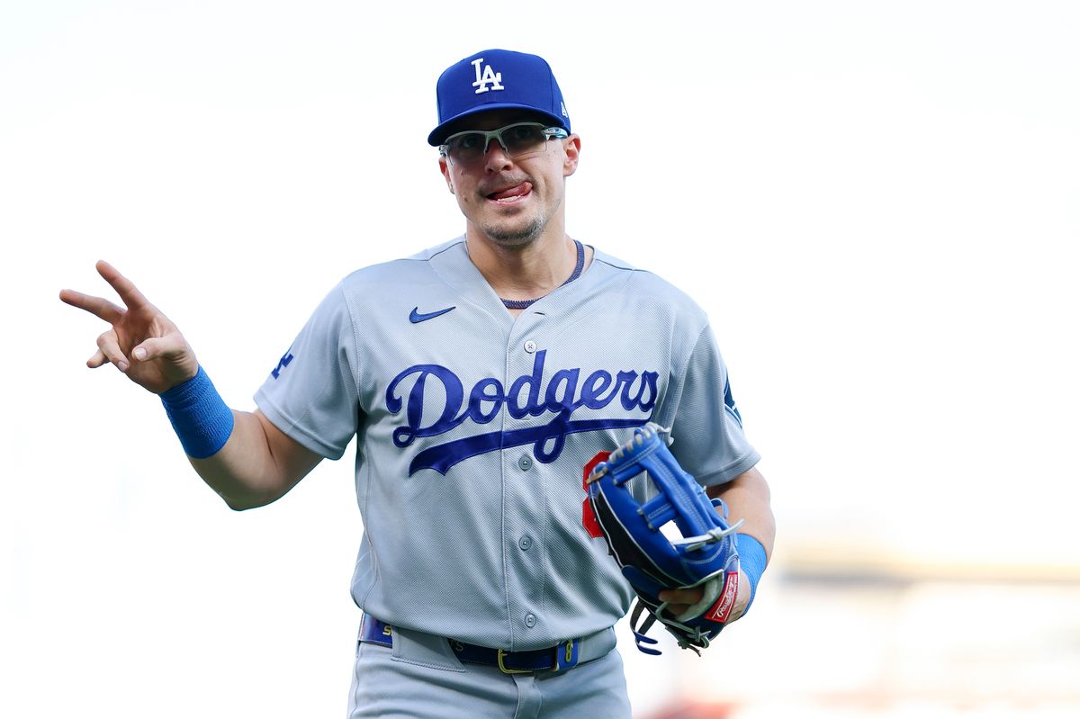 Enrique Hernandez #8 of the Los Angeles Dodgers gestures against the Cincinnati Reds at Great American Ball Park on September 16, 2026 in Cincinnati, Ohio. Enrique Hernandez #8 of the Los Angeles Dodgers gestures against the Cincinnati Reds at Great American Ball Park on September 16, 2026 in Cincinnati, Ohio.