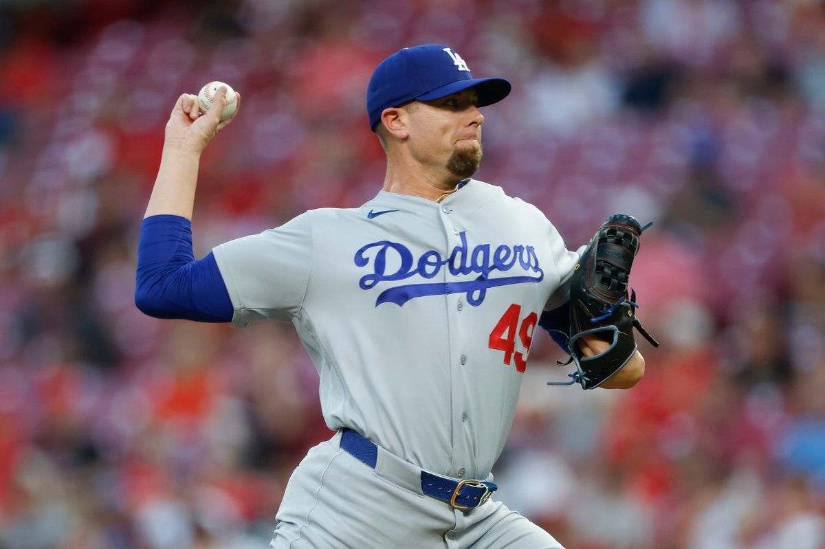 Blake Treinen #49 of Los Angeles Dodgers pitches against the Cincinnati Reds at Great American Ball Park on September 16, 2026 in Cincinnati, Ohio. Blake Treinen #49 of Los Angeles Dodgers pitches against the Cincinnati Reds at Great American Ball Park on September 16, 2026 in Cincinnati, Ohio.