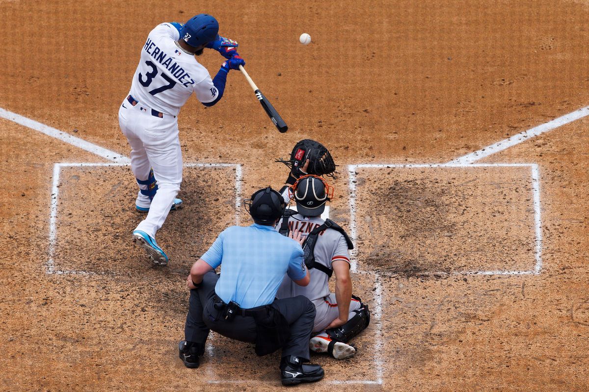Teoscar Hernandez #37 of the Los Angeles Dodgers swings during the game against the San Francisco Giants at Dodger Stadium on September 20, 2026 in Los Angeles, California. Teoscar Hernandez #37 of the Los Angeles Dodgers swings during the game against the San Francisco Giants at Dodger Stadium on September 20, 2026 in Los Angeles, California.