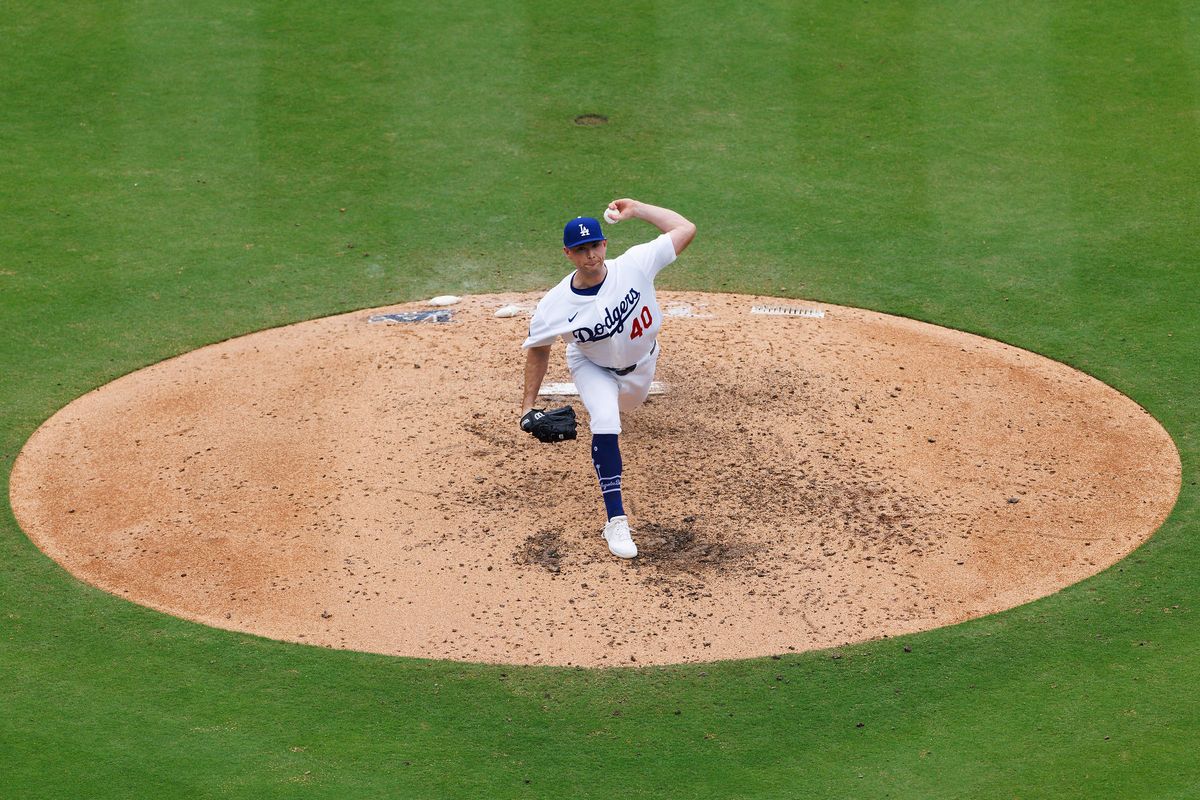 Kris Bubic #40 of the Los Angeles Dodgers pitches during the game against the San Francisco Giants at Dodger Stadium on September 20, 2026 in Los Angeles, California. Kris Bubic #40 of the Los Angeles Dodgers pitches during the game against the San Francisco Giants at Dodger Stadium on September 20, 2026 in Los Angeles, California.
