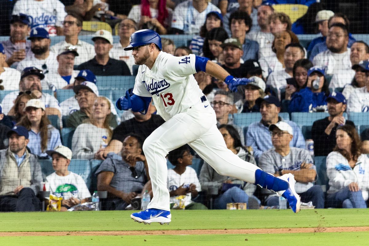 Los Angeles Dodgers third baseman Max Muncy (13) running to first base during a MLB baseball game against the San Diego Padres, Tuesday September 22, 2026 in Los Angeles, California. Los Angeles Dodgers third baseman Max Muncy (13) running to first base during a MLB baseball game against the San Diego Padres, Tuesday September 22, 2026 in Los Angeles, California.