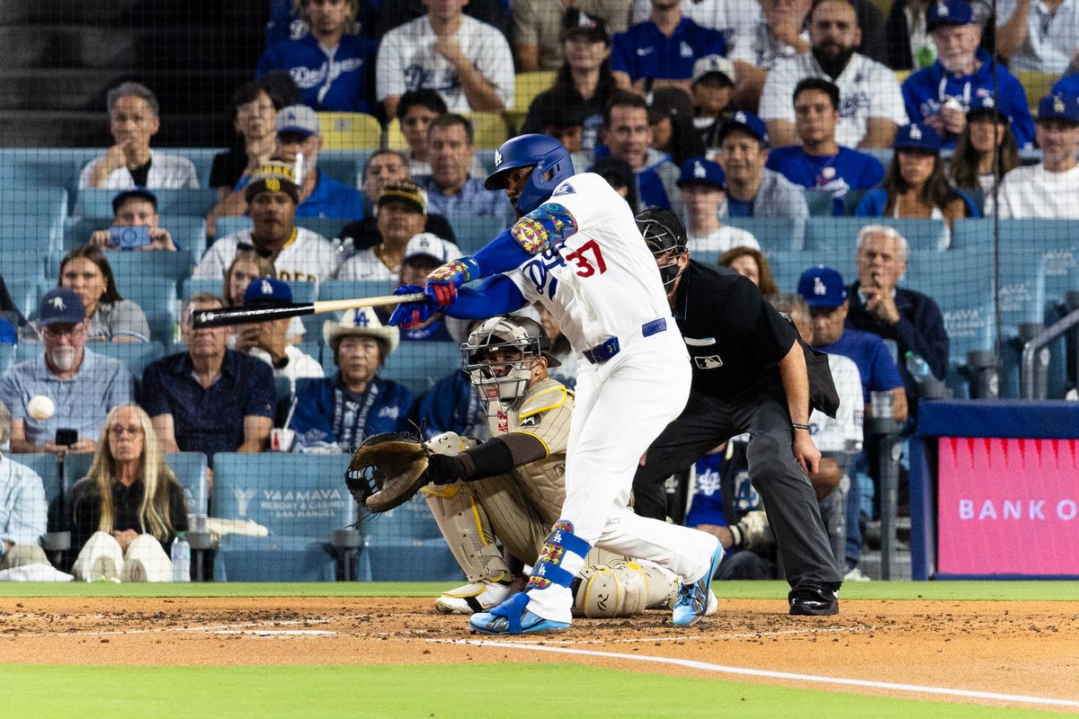 Los Angeles Dodgers left fielder Teoscar Hernandez (37) at bat during a MLB baseball game against the San Diego Padres, Tuesday September 22, 2026 in Los Angeles, California. Los Angeles Dodgers left fielder Teoscar Hernandez (37) at bat during a MLB baseball game against the San Diego Padres, Tuesday September 22, 2026 in Los Angeles, California.
