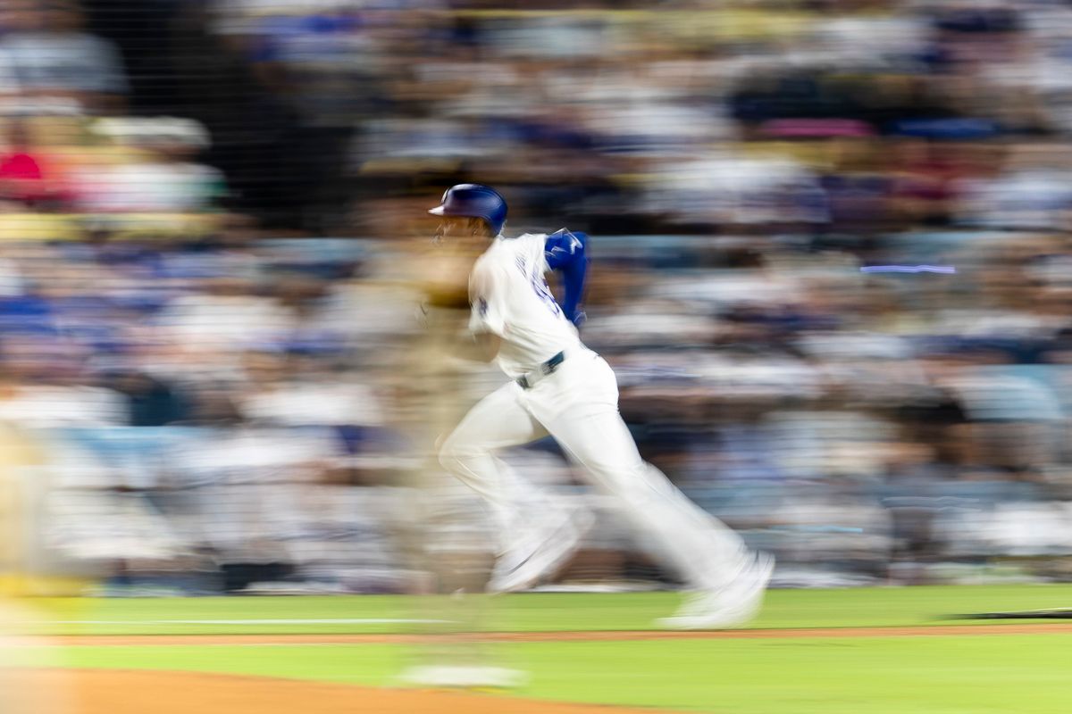 Los Angeles Dodgers designated hitter Josue De Paula (95) running to first base during a MLB baseball game against the San Diego Padres, Tuesday September 22, 2026 in Los Angeles, California. Los Angeles Dodgers designated hitter Josue De Paula (95) running to first base during a MLB baseball game against the San Diego Padres, Tuesday September 22, 2026 in Los Angeles, California.