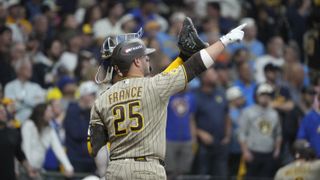 Padres drop NLDS opener as Brewers rally behind pair of home runs taken at American Family Field (San Diego Padres). Photo by Michael McLoone - Imagn Images
