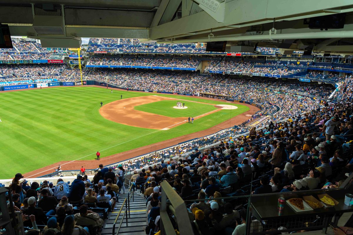 Fans attend an MLB game between the Colorado Rockies and the San Diego Padres, Sunday April 12, 2026 at Petco Park in San Diego, Calif.