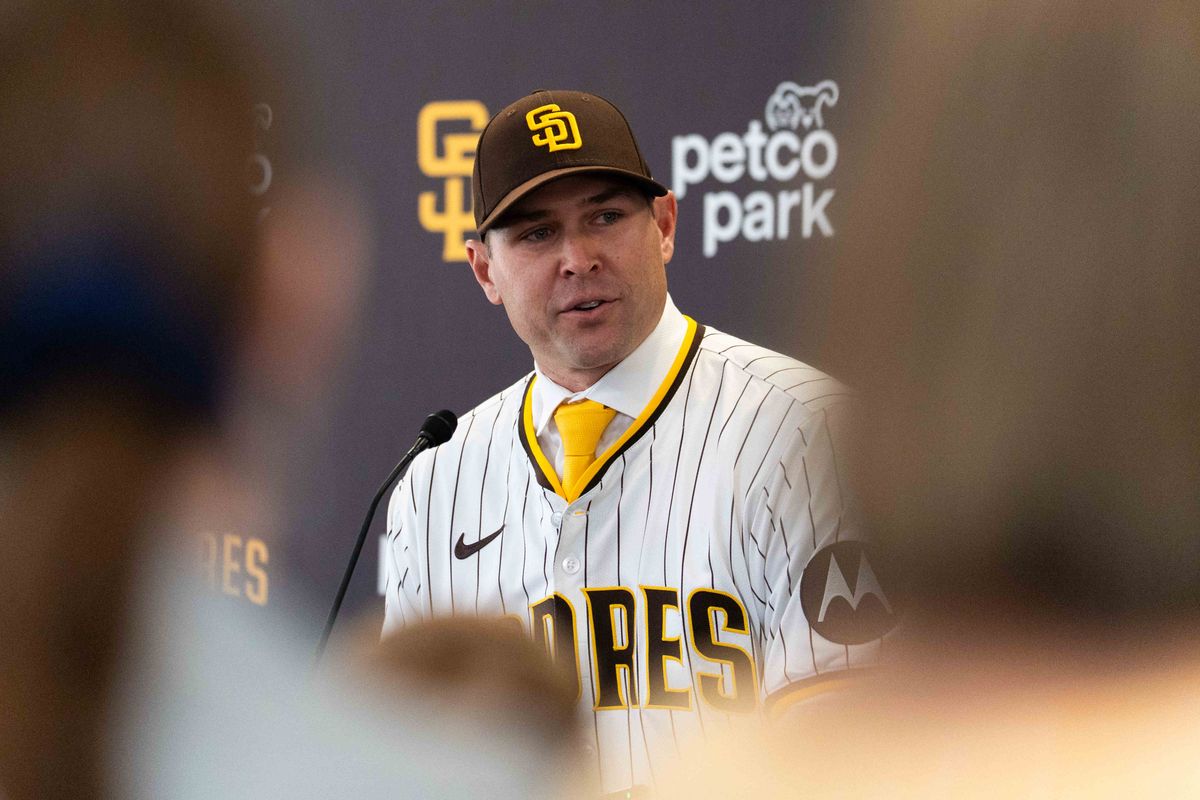 Craig Stammen is introduced as the new Padres manager, Monday November 10, 2025 in San Diego, Calif.
