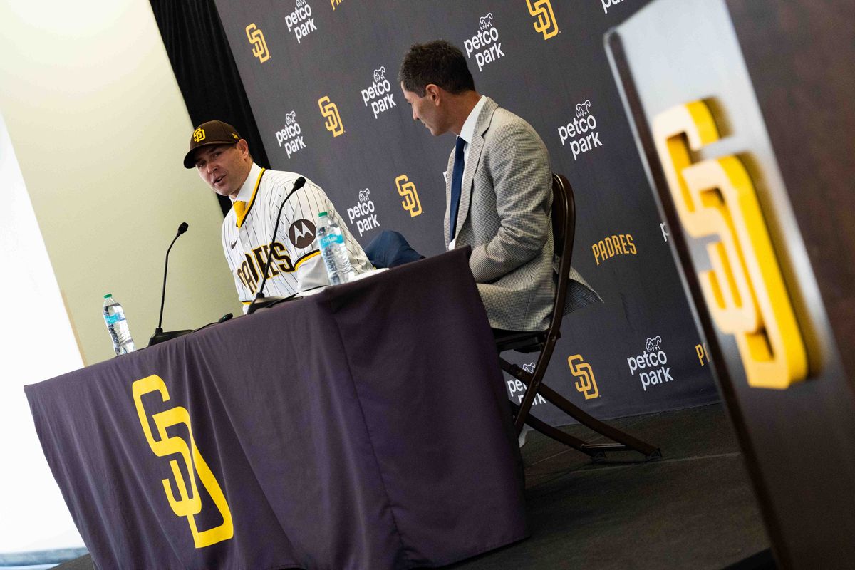 Craig Stammen is introduced as the new Padres manager, Monday November 10, 2025 in San Diego, Calif.