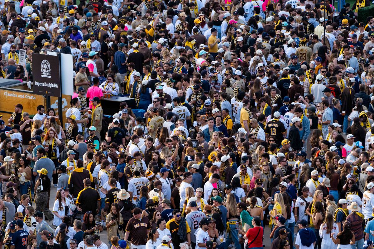 Fans wait for the beginning of an MLB game between the Detroit Tigers and the San Diego Padres, Friday March 27, 2026 at Petco Park in San Diego, Calif.