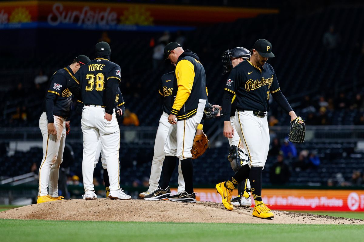 Paul Skenes #30 is removed during a pitching change against the Padres at PNC Park on April 7, 2025 in Pittsburgh. Paul Skenes #30 is removed during a pitching change against the Padres at PNC Park on April 7, 2025 in Pittsburgh.