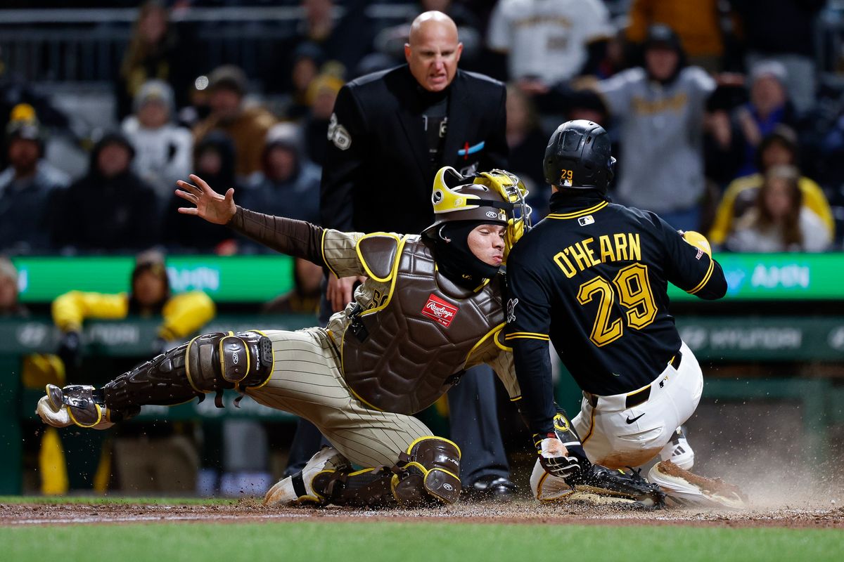 Ryan O'Hearn #29 scores a run in the eighth inning against the Padres at PNC Park on April 7, 2025 in Pittsburgh. Ryan O'Hearn #29 scores a run in the eighth inning against the Padres at PNC Park on April 7, 2025 in Pittsburgh.