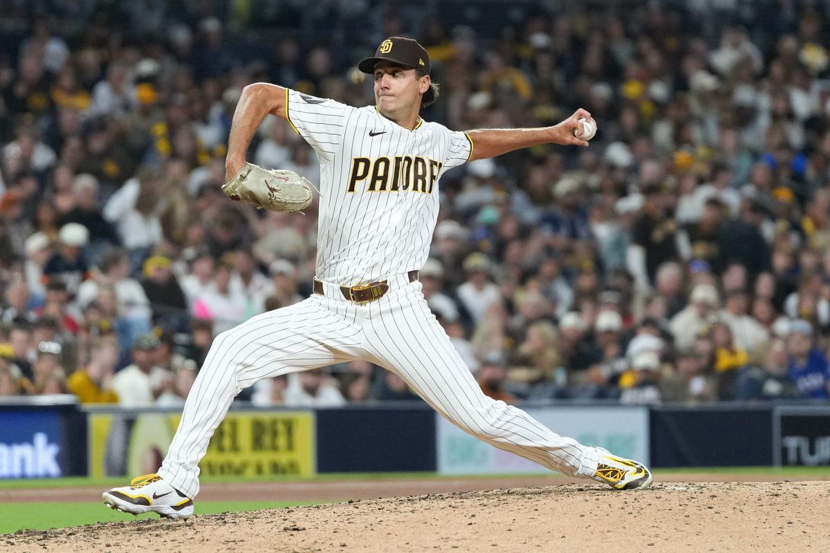 Padres relief pitcher Kyle Hart (68) pitches the ball during an MLB baseball game against the White Sox, Saturday May 02, 2026 in San Diego, California.