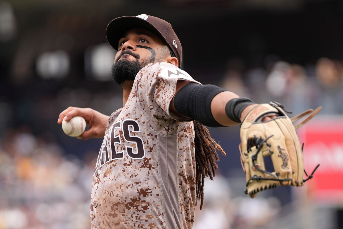 Padres right fielder Fernando Tatis Jr. (23) throws a ball into the stands at the bottom of the seventh inning during an MLB baseball game against the Athletics, Sunday May 24, 2026 in San Diego, California. Padres right fielder Fernando Tatis Jr. (23) throws a ball into the stands at the bottom of the seventh inning during an MLB baseball game against the Athletics, Sunday May 24, 2026 in San Diego, California.