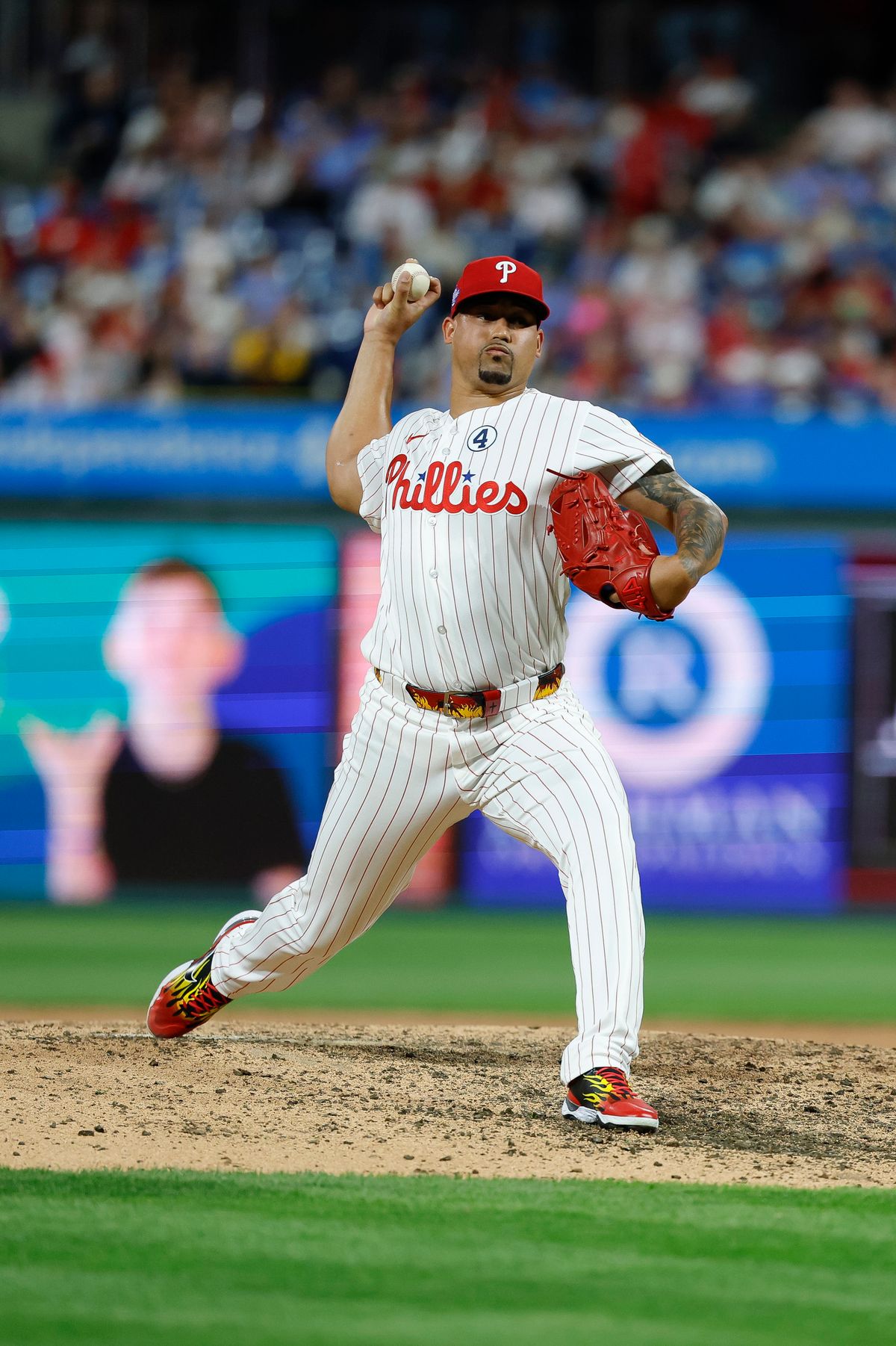 Jhoan Duran #59 of the Philadelphia Phillies pitches against the San Diego Padres at Citizens Bank Park on June 2, 2026 in Philadelphia, Pennsylvania.