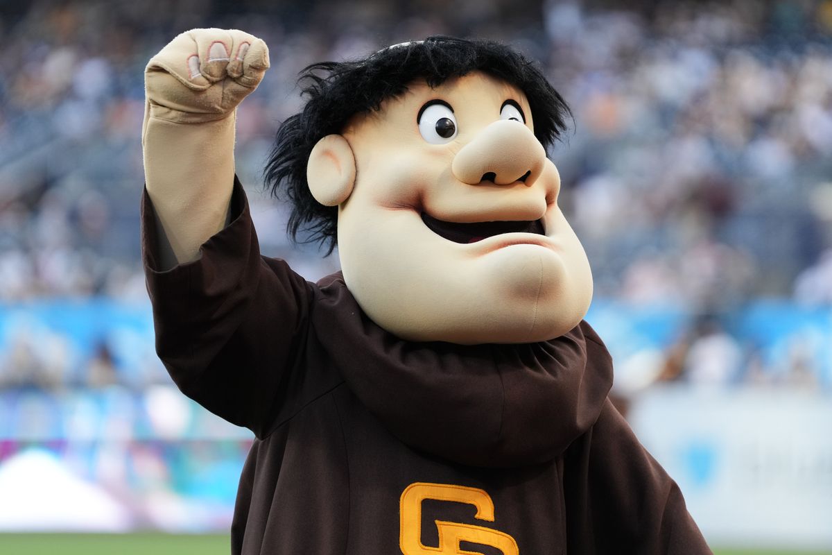 Padres mascot gets the crowd going before an MLB baseball game against the Braves, Monday June 22, 2026 in San Diego, California. Padres mascot gets the crowd going before an MLB baseball game against the Braves, Monday June 22, 2026 in San Diego, California.