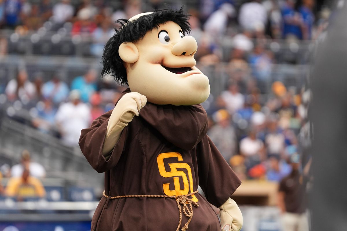 Padres mascot gets the crows going before an MLB baseball game against the Blue Jays, Saturday July 11, 2026 in San Diego, California. Padres mascot gets the crows going before an MLB baseball game against the Blue Jays, Saturday July 11, 2026 in San Diego, California.