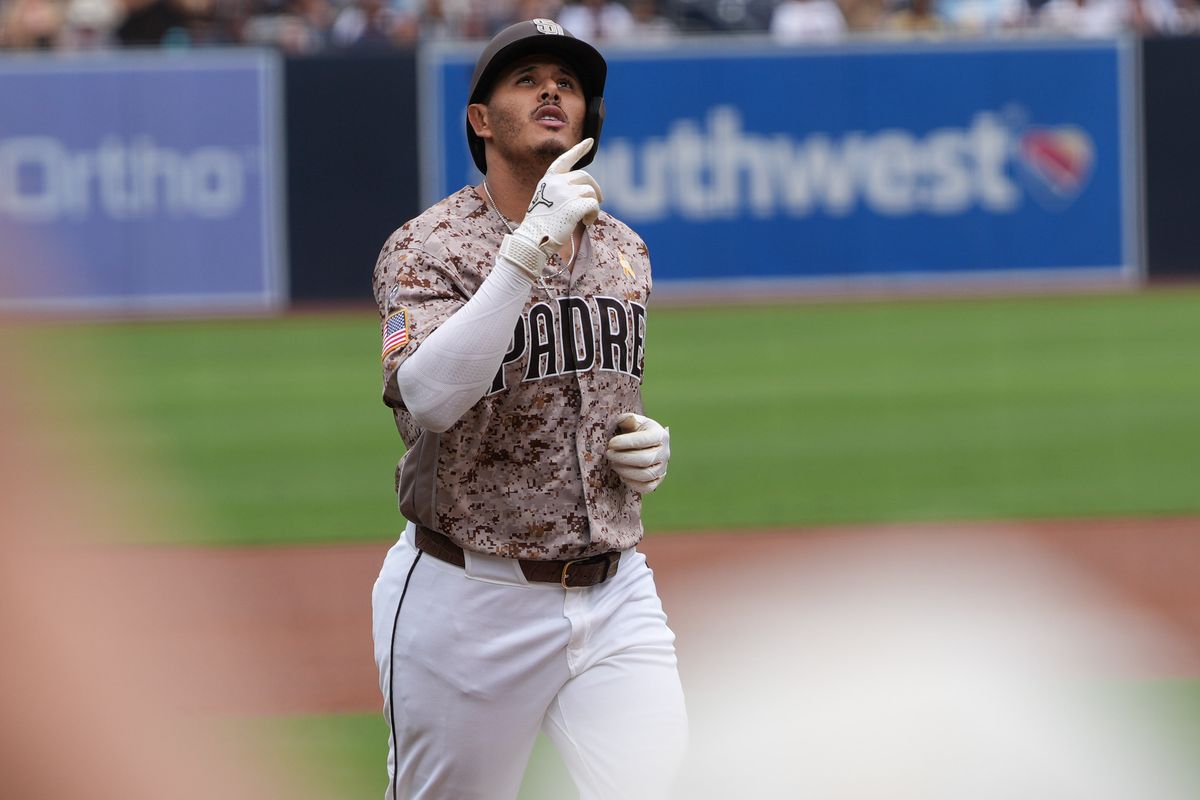 Padres third baseman Manny Machado (13) celebrates after hitting a home run during an MLB baseball game against the Yankees, Sunday September 06, 2026 in San Diego, California. Padres third baseman Manny Machado (13) celebrates after hitting a home run during an MLB baseball game against the Yankees, Sunday September 06, 2026 in San Diego, California.
