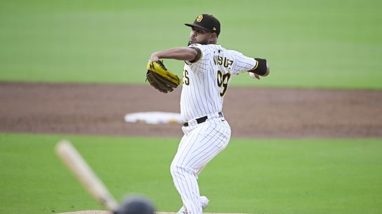 San Diego Padres starting pitcher Randy Vasquez (98) delivers during the third inning against the Miami Marlins at Petco Park.