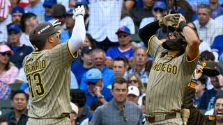 Padres blank Cubs to force game 3 behind near-perfect pitching taken at Wrigley Field (San Diego Padres). Photo by Matt Marton - Imagn Images
