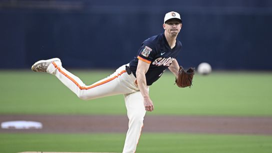 Apr 10, 2026; San Diego, California, USA; San Diego Padres starting pitcher Walker Buehler (10) delivers during the first inning against the Colorado Rockies at Petco Park. 